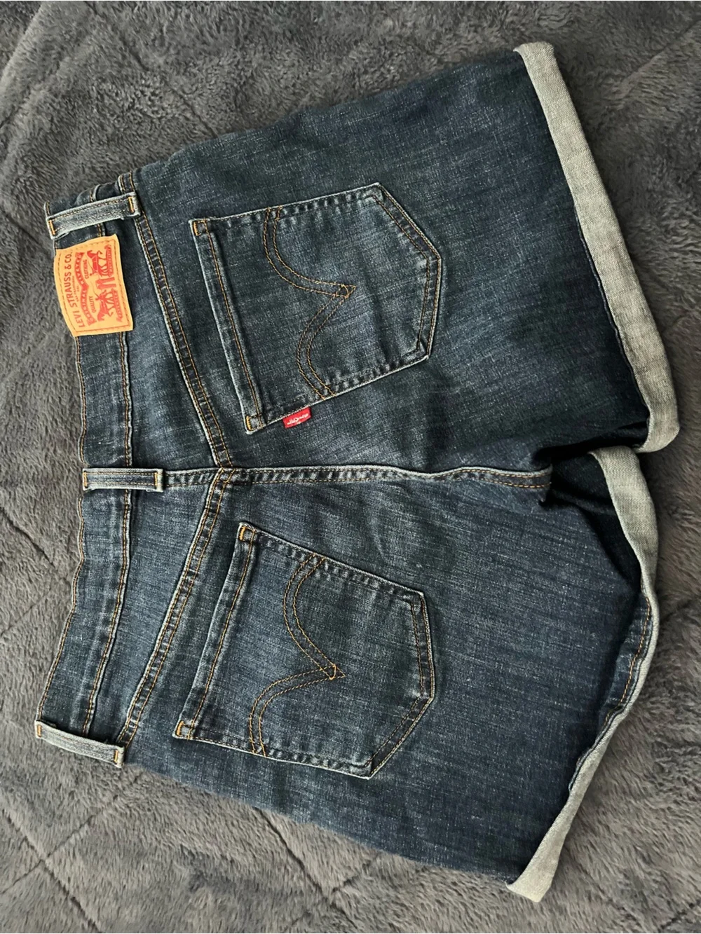 Levi's Dark Blue Rolled-Hem Jean Shorts